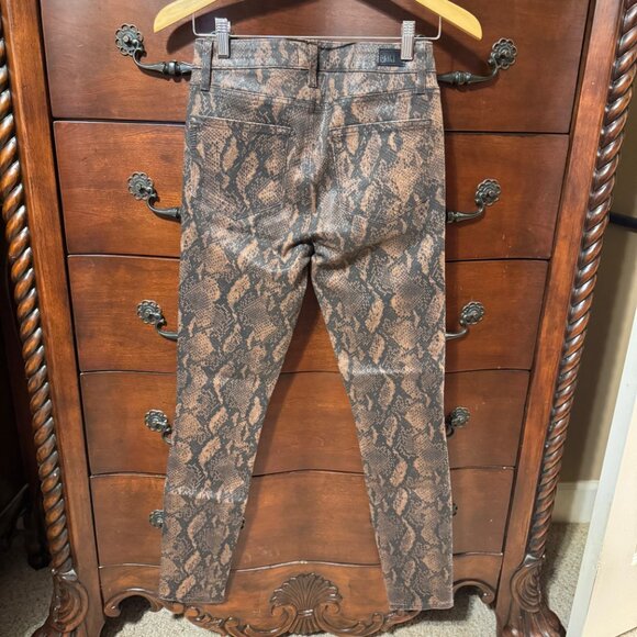 PAIGE Hoxton Ultra Skinny Coated Brown Snake Print Jeans Sz. 27 - Picture 3 of 12